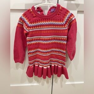 Pekkle Colorful Zigzag Patterned Kids Sweater dress 2t